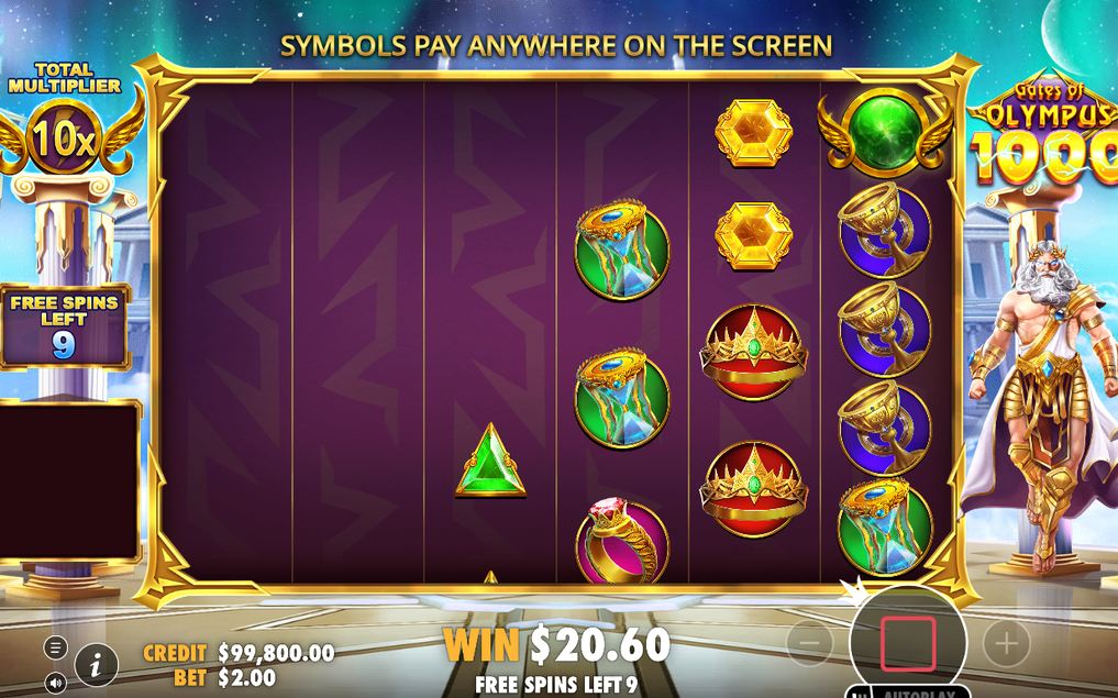 Free Spins med Total Multiplier som räknar upp under rundan